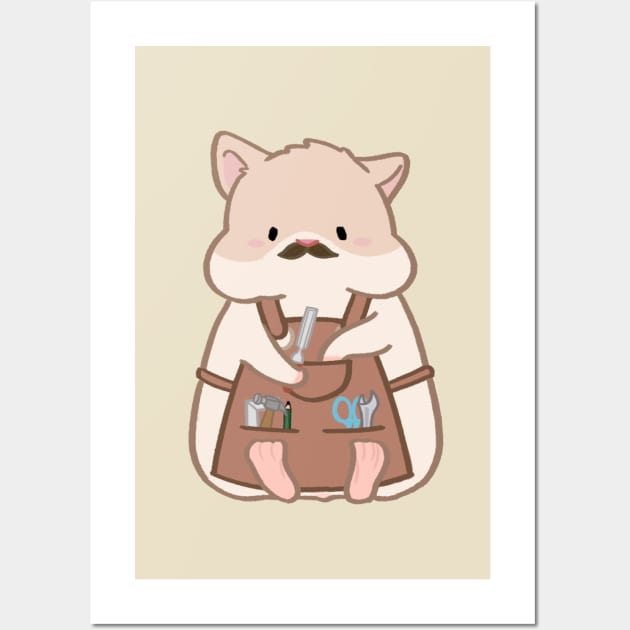 Fat hamster in woodworking apron cartoon Wall Art by ballooonfish